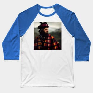 Scottish Highlander in Clan Tartan Baseball T-Shirt